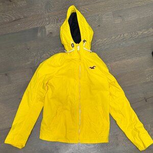 Hollister Men's Rain/Wind Jacket - Yellow - Size Medium